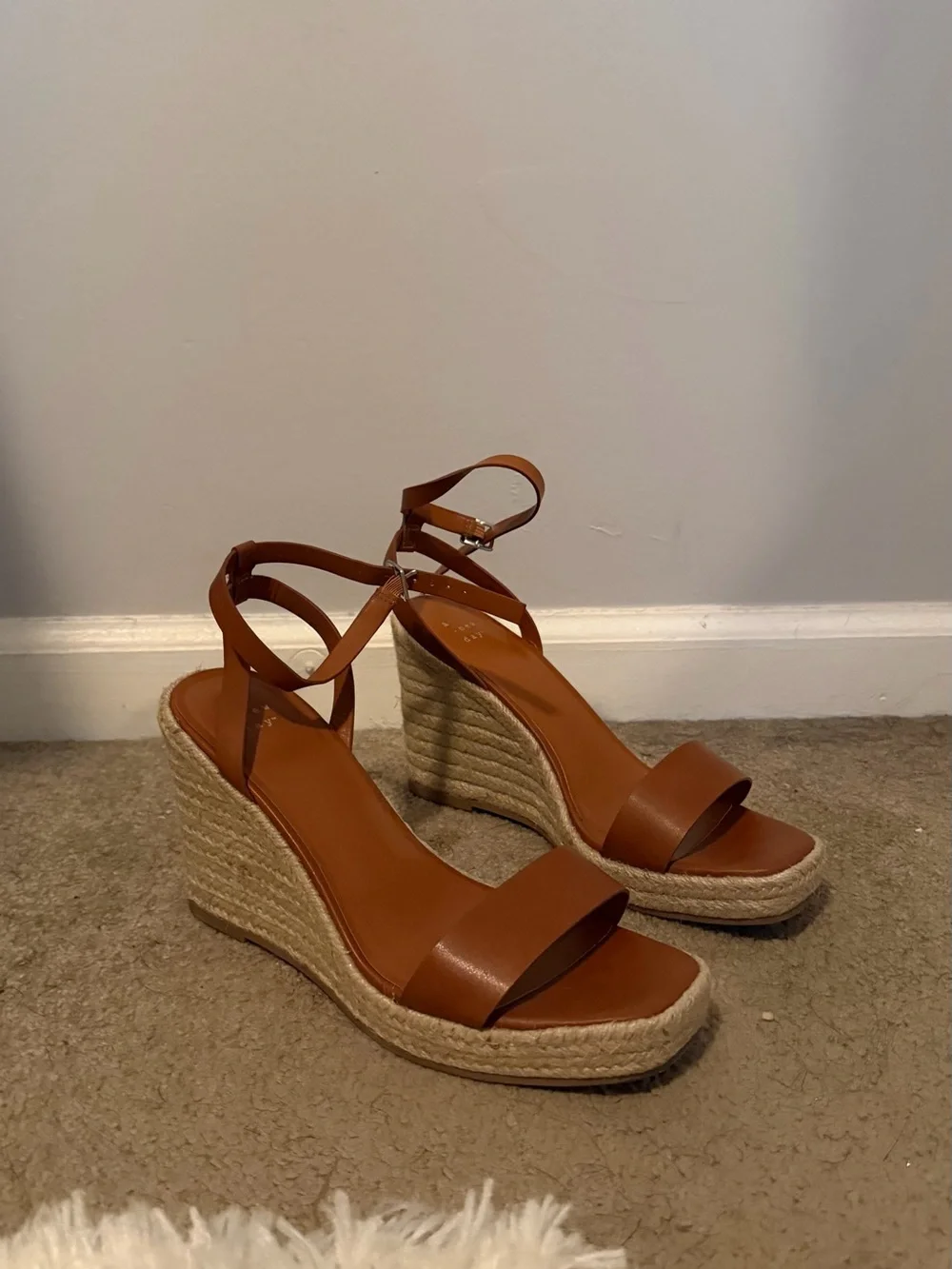 A New Day Women’s Tan Wedge Sandals with Ankle Strap